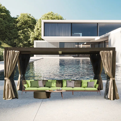 Aluminum Pergola Gazebo with Louvered Roof Canopy