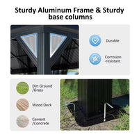 16 Ft. W X 12 Ft. D Aluminum Hardtop Gazebo with Galvanized Double Roof and Textilene Netting
