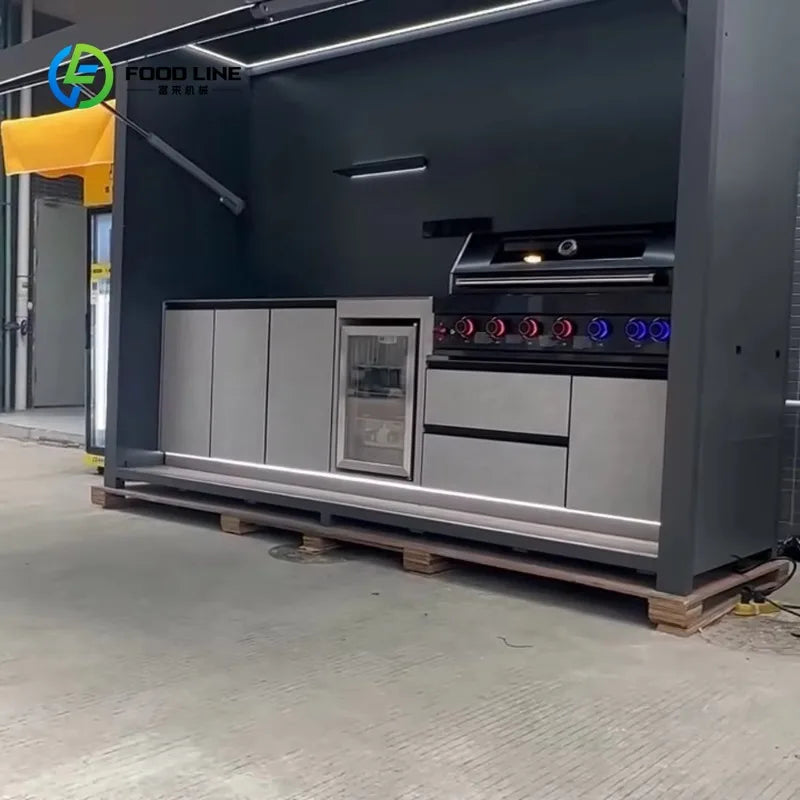 Customized New Arrivals Waterproof Outdoor Kitchen BBQ Grill Garden/Backyard Stainless Steel Outdoor Kitchen with Shed