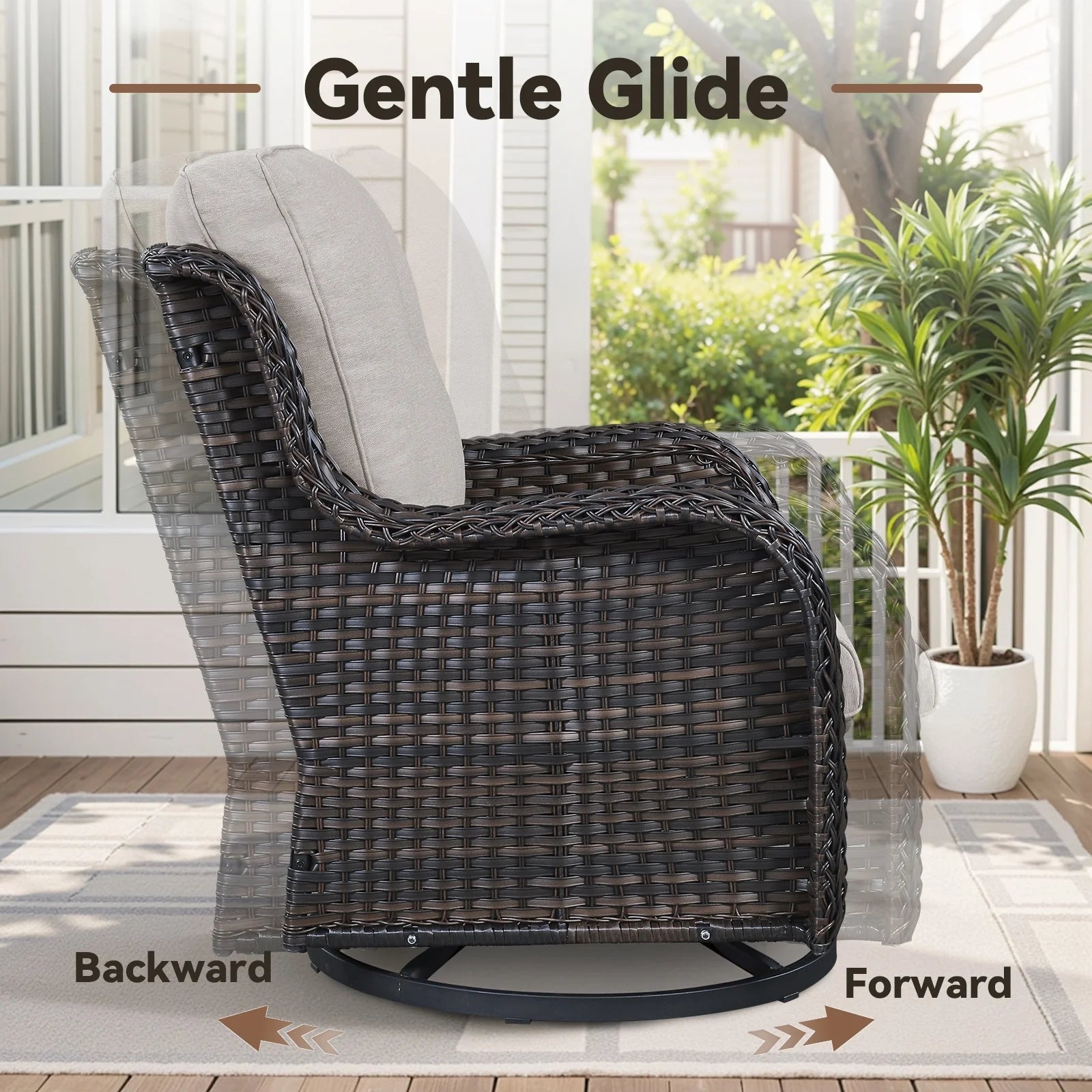 8 Pieces Patio Furniture Sets with Swivel Rocking Chairs,High-Back Rattan Patio Outdoor Conversation Set with 2-Seat Sofa & Coffee Table for Porch Deck Backyard Poolside