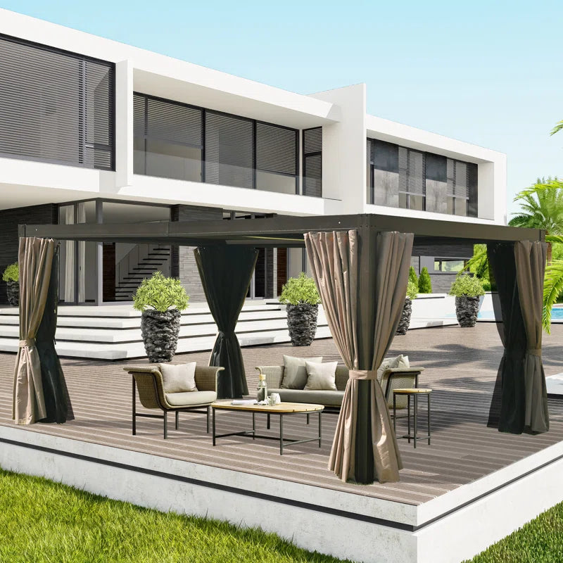 Aluminum Pergola Gazebo with Louvered Roof Canopy