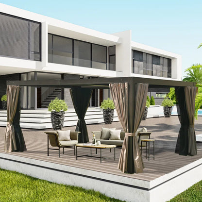 Aluminum Pergola Gazebo with Louvered Roof Canopy