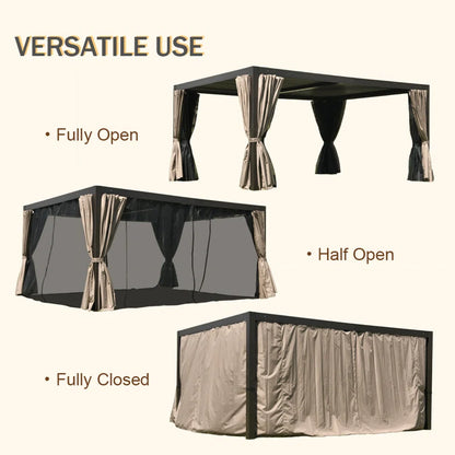 Aluminum Pergola Gazebo with Louvered Roof Canopy