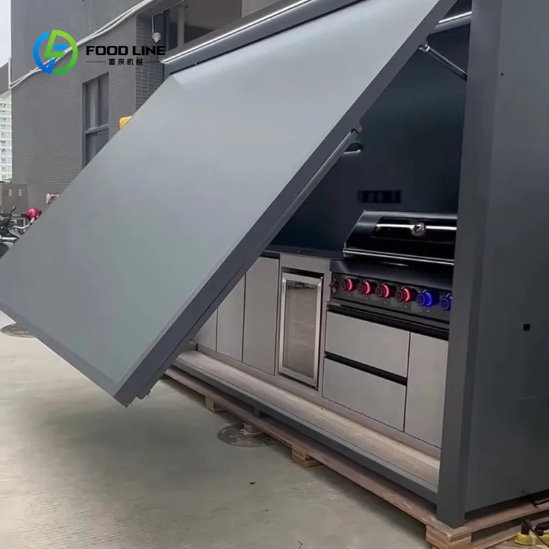 Customized New Arrivals Waterproof Outdoor Kitchen BBQ Grill Garden/Backyard Stainless Steel Outdoor Kitchen with Shed