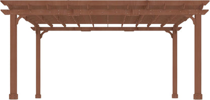 12X16 FT All Cedar Wood Wooden Pergola, Pergola Kit with Stakes, Quality Wood Supported Structure, Snow and Wind Supported, Outdoor Garden Shelter with Cedar Framed for Backyard, Deck, Lawn