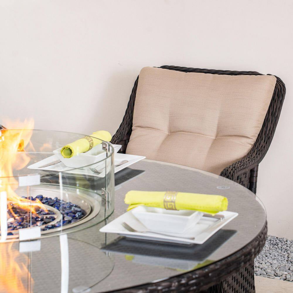 5-Piece Outdoor Patio Fire Pit Conversation Set with Cushioned Armchairs and Fire Pit Table