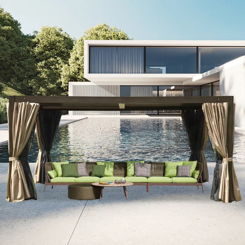Aluminum Pergola Gazebo with Louvered Roof Canopy