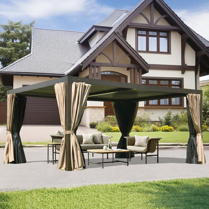 Aluminum Pergola Gazebo with Louvered Roof Canopy