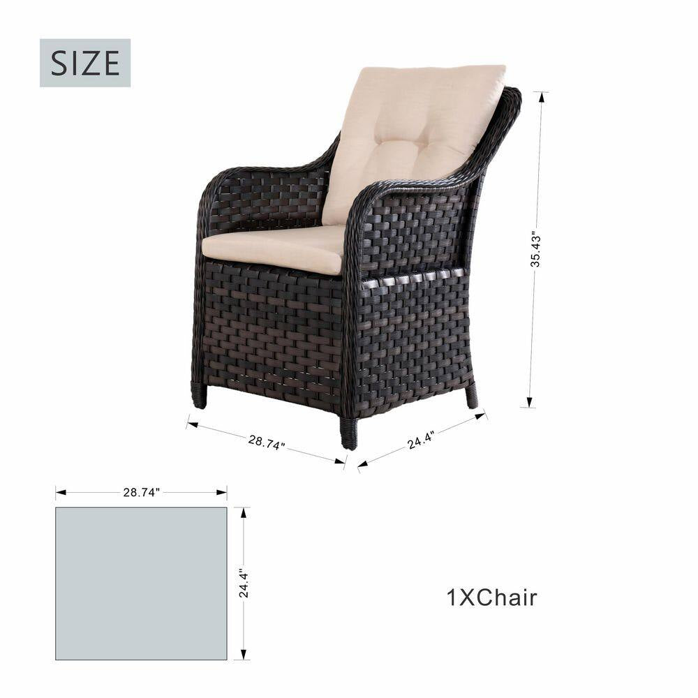 5-Piece Outdoor Patio Fire Pit Conversation Set with Cushioned Armchairs and Fire Pit Table
