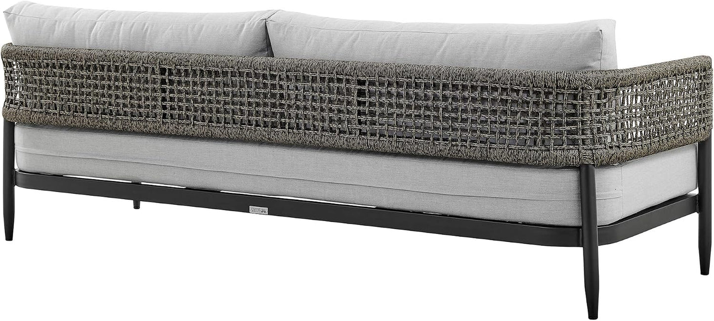 Alegria Aluminum and Rope Outdoor Sofa in Black and Gray