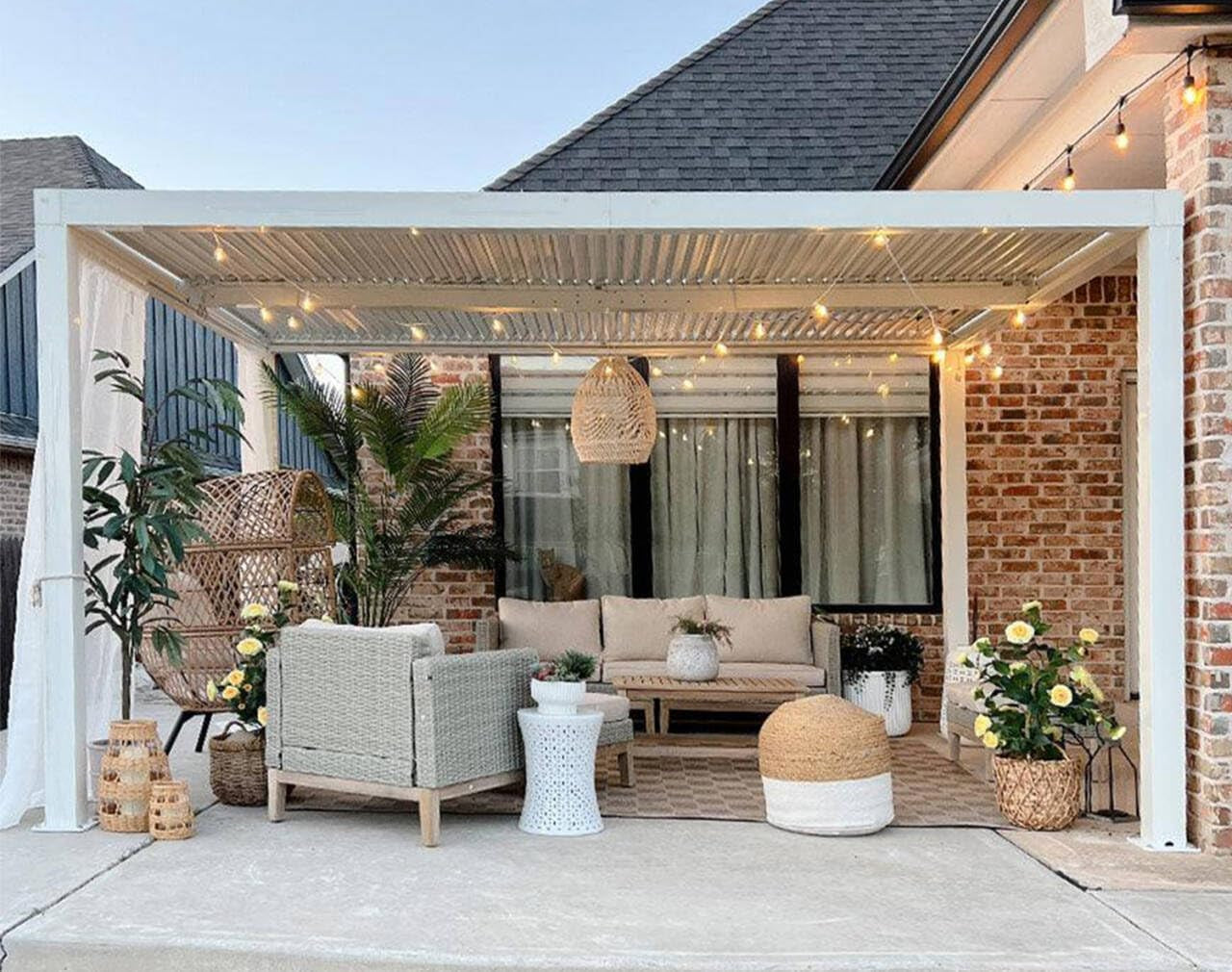 Louvered Pergola 12' X 14' White Adjustable Hardtop for Patio | Independent Shade Control, Enhanced Wind Stability, Integrated Drainage for Rainwater, 0-90° Shade Control