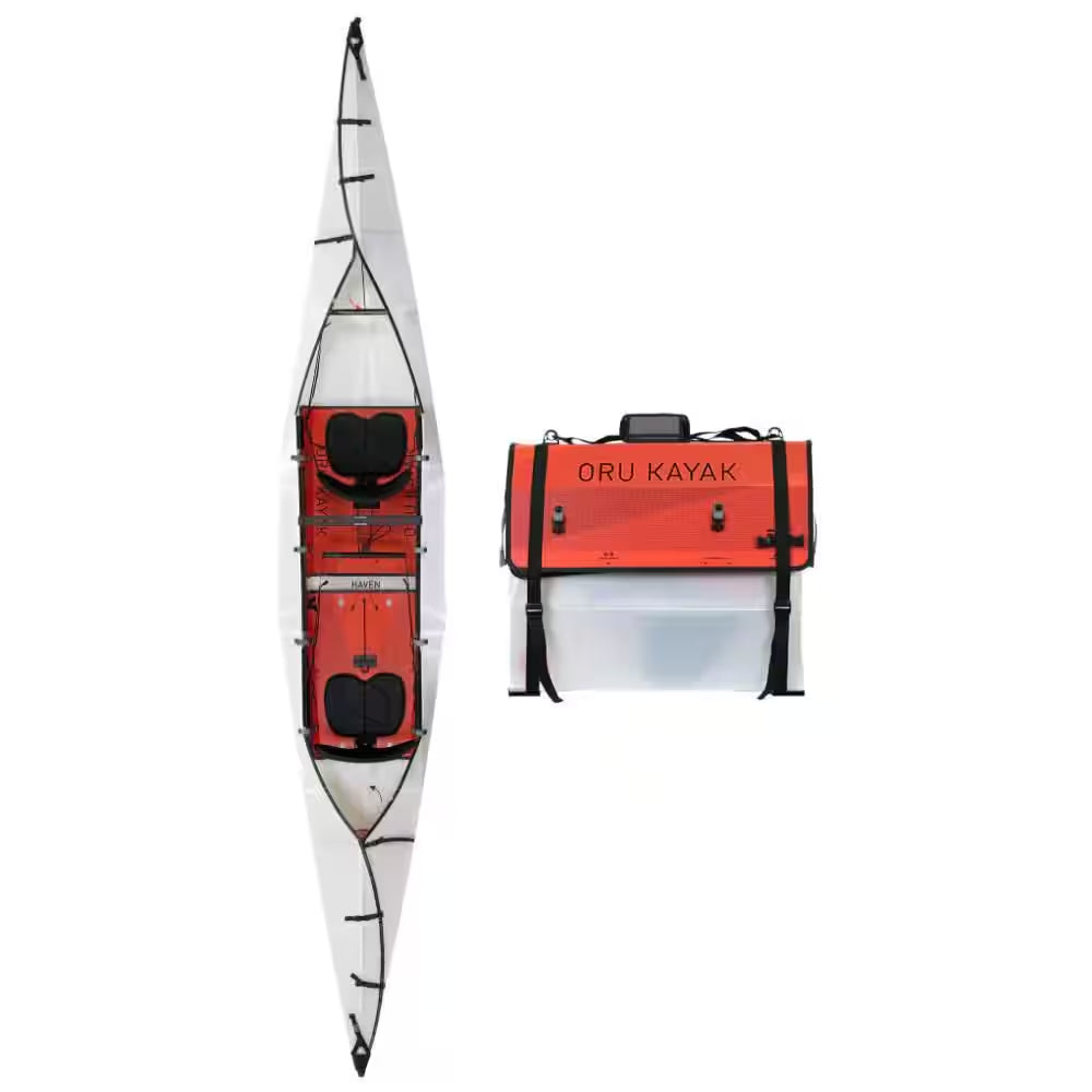Oru Foldable Kayak Haven TT. 1 or 2 People. Stable, Durable, Lightweight, Lake and River, Beginner, Intermediate (White)