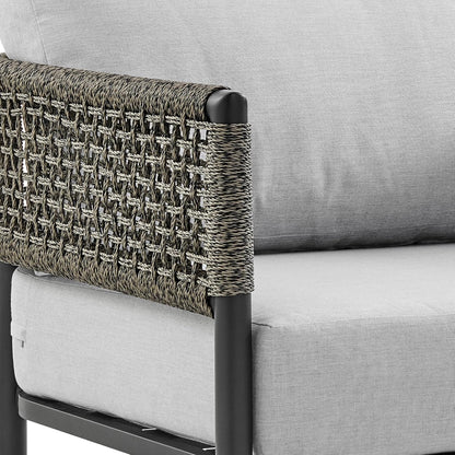 Alegria Aluminum and Rope Outdoor Sofa in Black and Gray