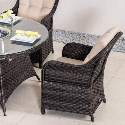 5-Piece Outdoor Patio Fire Pit Conversation Set with Cushioned Armchairs and Fire Pit Table