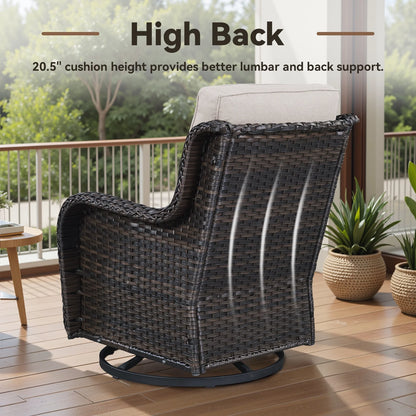 8 Pieces Patio Furniture Sets with Swivel Rocking Chairs,High-Back Rattan Patio Outdoor Conversation Set with 2-Seat Sofa & Coffee Table for Porch Deck Backyard Poolside