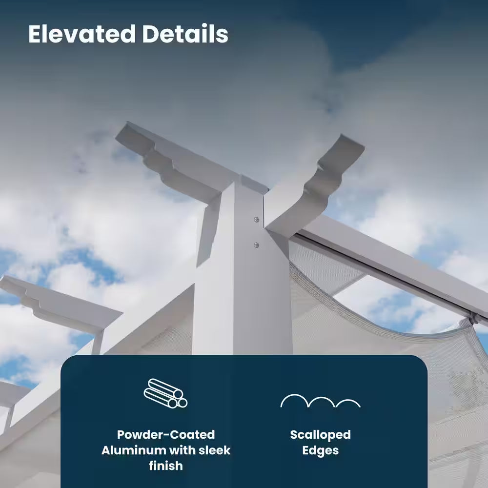 Florence 11 Ft. X 11 Ft. Aluminum Pergola in White Finish and White Canopy