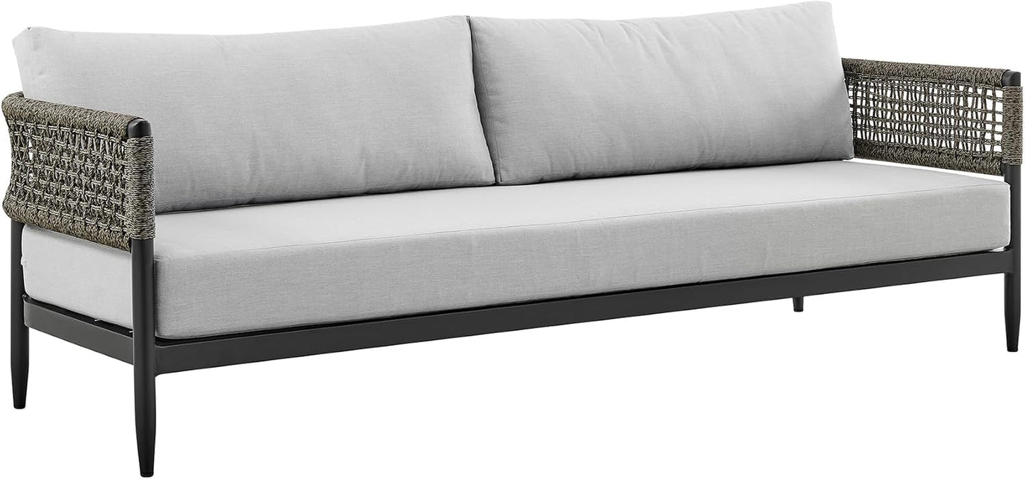 Alegria Aluminum and Rope Outdoor Sofa in Black and Gray