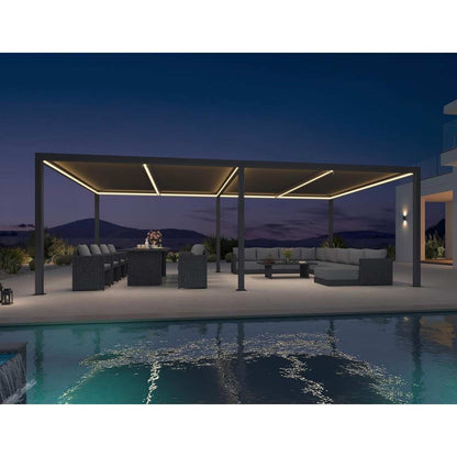 Gray Louvered Pergola Outdoor Aluminum Pergola with Adjustable Roof for Patio Gray Hardtop Gazebo