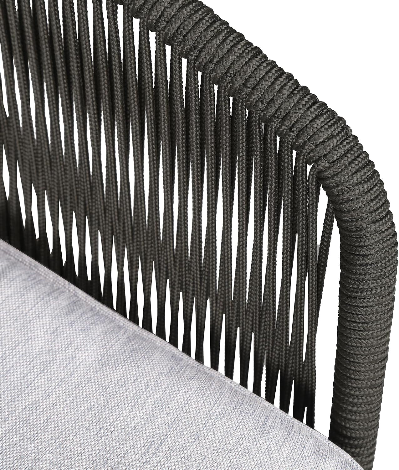 Athos Indoor Outdoor 3 Seater Sofa in Light Eucalyptus Wood with Latte Rope and Grey Cushions