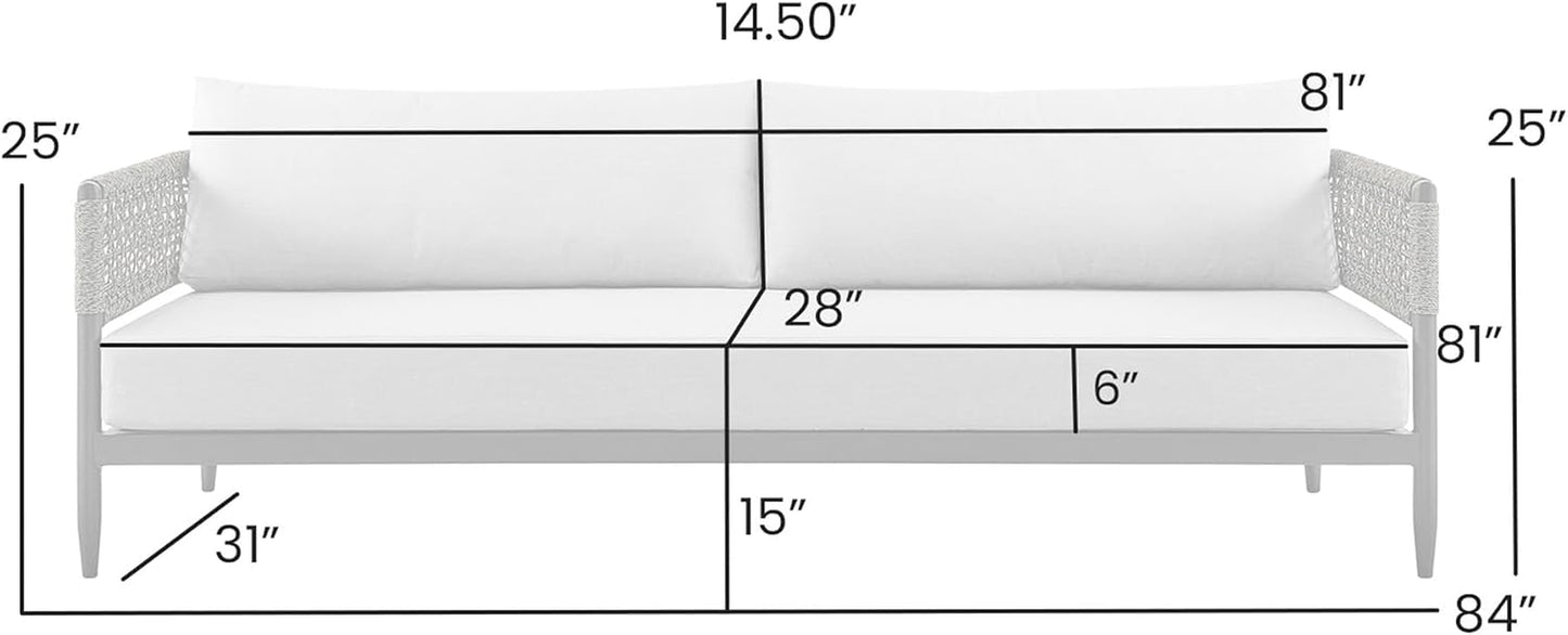 Alegria Aluminum and Rope Outdoor Sofa in Black and Gray