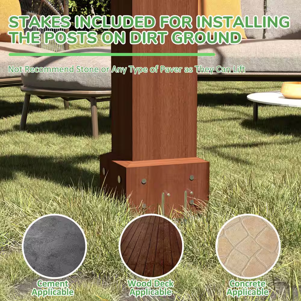 14 Ft. W X 10 Ft. D Cedar Wood Patio Pergola Shade Structure for Outdoor, Brown