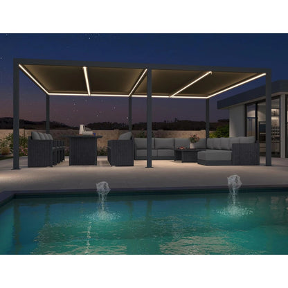 Gray Louvered Pergola Outdoor Aluminum Pergola with Adjustable Roof for Patio Gray Hardtop Gazebo