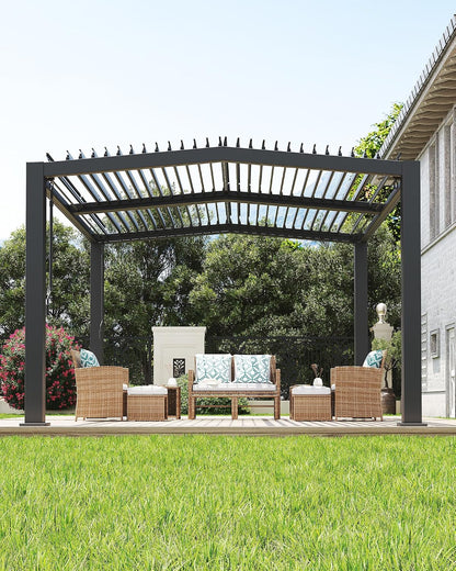 Louvered Pergola 11 Ft X 13 Ft, Outdoor Pergola with Adjustable Louvered Roof, Reinforced Aluminum Frame, Integrated Drainage System, Hardtop Gazebo for Patio, Deck, Gray