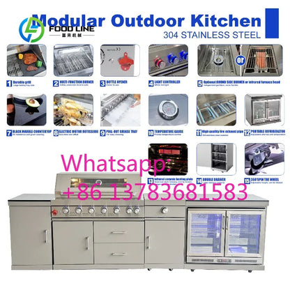 Custom Outdoor Kitchen Cabinet BBQ Sink Beverage Cooler Weather Resistant Patio Backyard Cooking Station Outdoor Kitchen Set