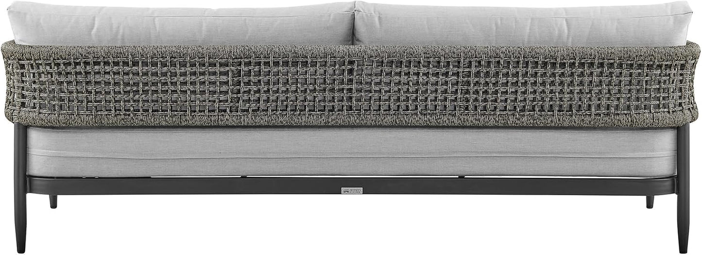 Alegria Aluminum and Rope Outdoor Sofa in Black and Gray