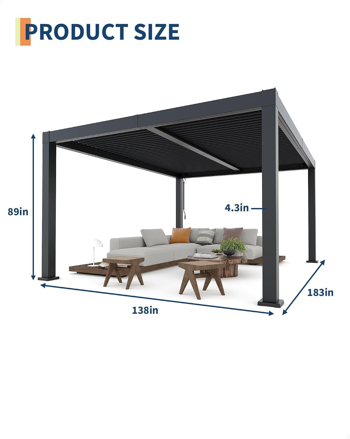 Louvered Pergola, Outdoor Pergola with Adjustable Louvered Roof, Reinforced Aluminum Frame, Integrated Drainage System, Hardtop Gazebo for Patio