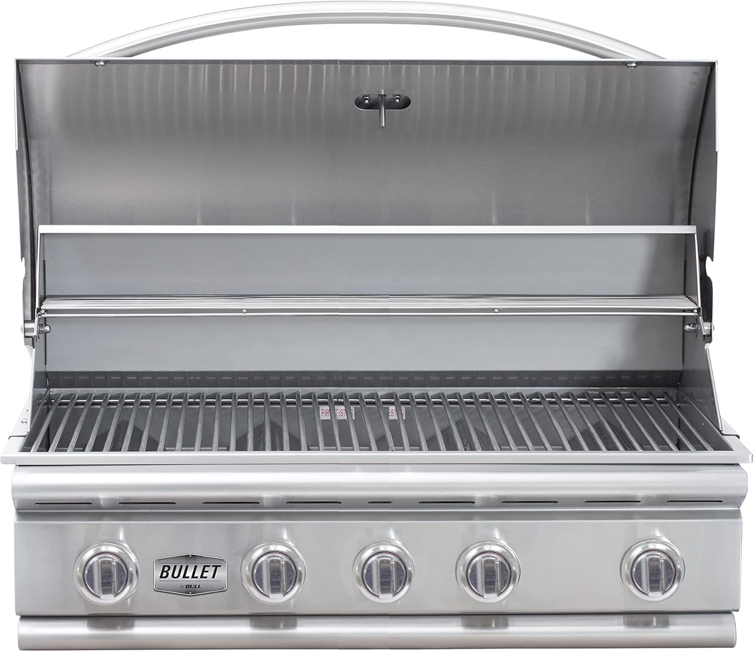 Bullet by Bull Yukon 5 Burner Outdoor Kitchen Grill, Built-In Gas Grill with 75,000 Btus of Heat, 304 Stainless Steel, Cast Iron Heat Treated Reliabull Bar Burners and Piezo Igniters