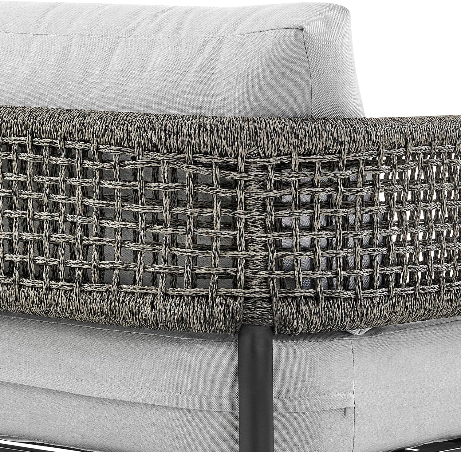 Alegria Aluminum and Rope Outdoor Sofa in Black and Gray