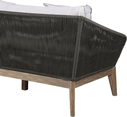 Athos Indoor Outdoor 3 Seater Sofa in Light Eucalyptus Wood with Latte Rope and Grey Cushions