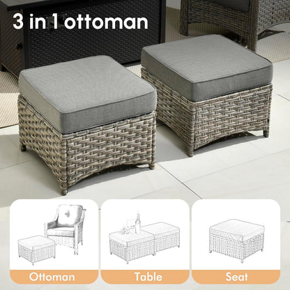 6 PCS Outdoor Patio Furniture Set with Fire Pit Table and Ottomans,Patio Seating outside Sofa and Chair Set,All Weather Wicker Outdoor Conversation Sets for Garden Deck Porch Yard,Dark Grey