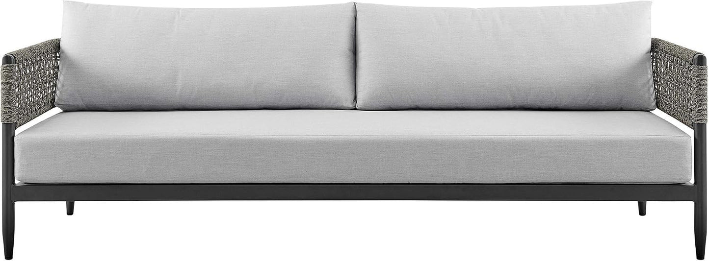 Alegria Aluminum and Rope Outdoor Sofa in Black and Gray