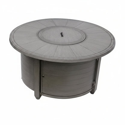 44 In. X 24 In. round Aluminum Propane Fire Pit in Brushed Wood Finish