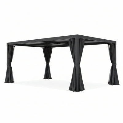 12 Ft. X 20 Ft. Black Aluminum Outdoor Adjustable Louvered Pergola with Waterproof Roof