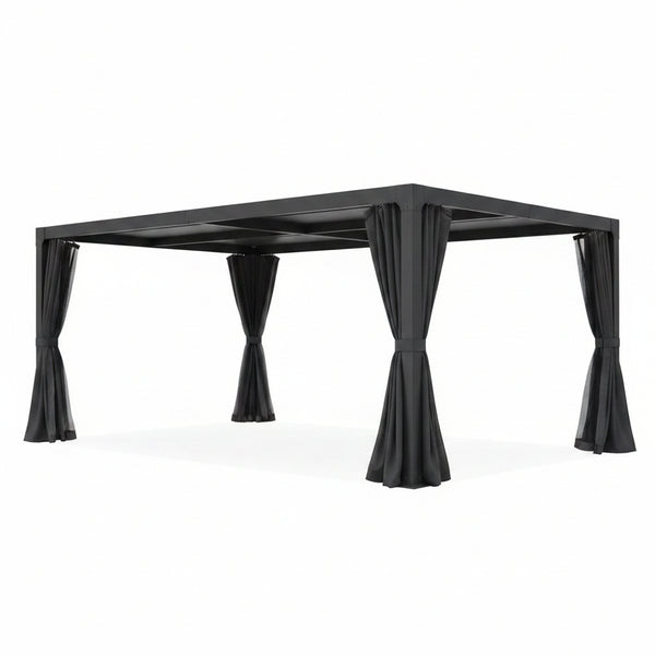 12 Ft. X 20 Ft. Black Aluminum Outdoor Adjustable Louvered Pergola with Waterproof Roof