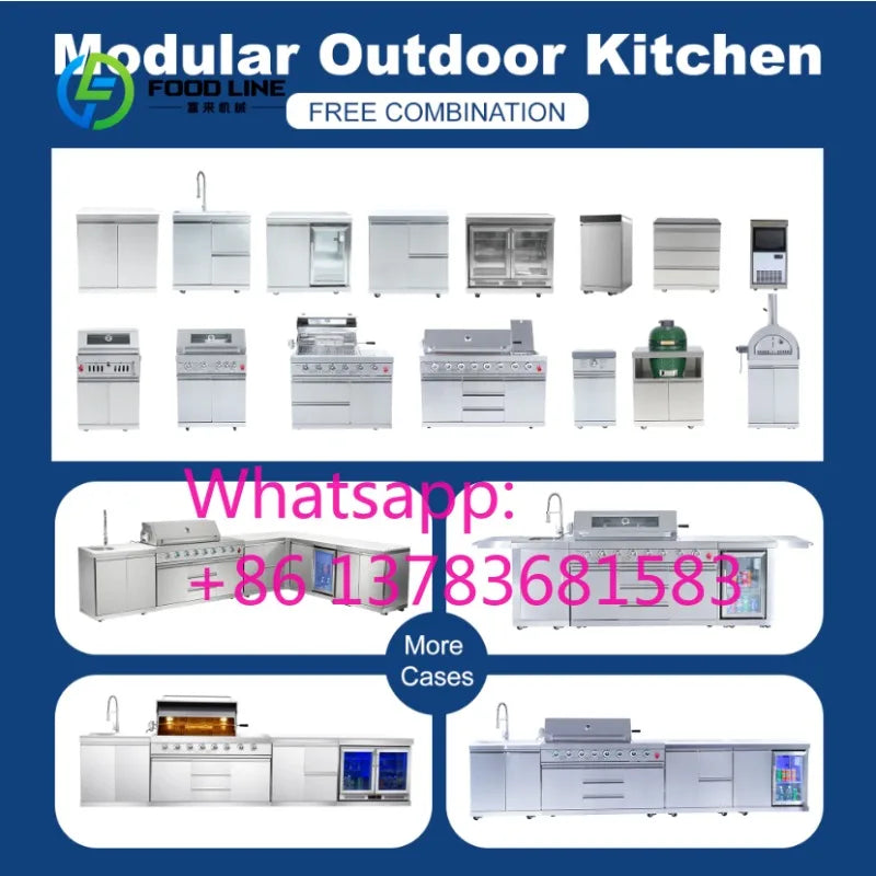 Custom Outdoor Kitchen Cabinet BBQ Sink Beverage Cooler Weather Resistant Patio Backyard Cooking Station Outdoor Kitchen Set