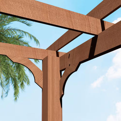 10 Ft. W X 10 Ft. D Cedar Wood Patio Pergola Shade Structure for Outdoor, Brown