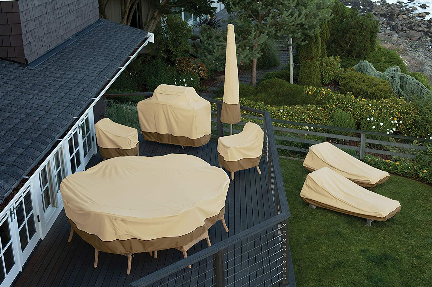 Veranda Water-Resistant 128 Inch round General Purpose Patio Furniture Cover, Patio Furniture Covers