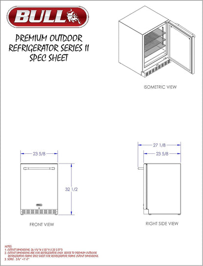 Bull Outdoor Products 13700 Series II Outdoor Refrigerator, Stainless Steel
