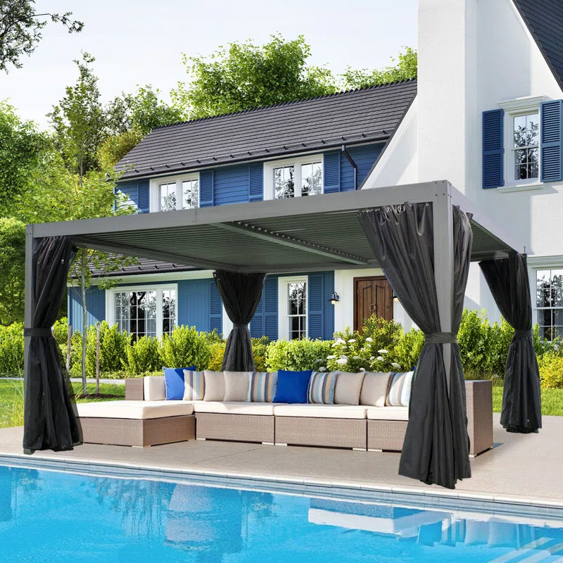Aluminum Pergola Gazebo with Louvered Roof Canopy