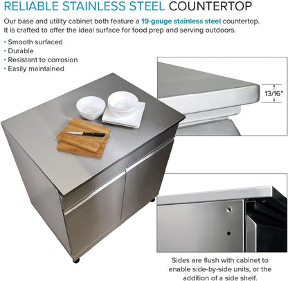 OBC3224 Outdoor Kitchen 32-In X 24-In X 37-In Single Base Cabinet, Stainless Steel